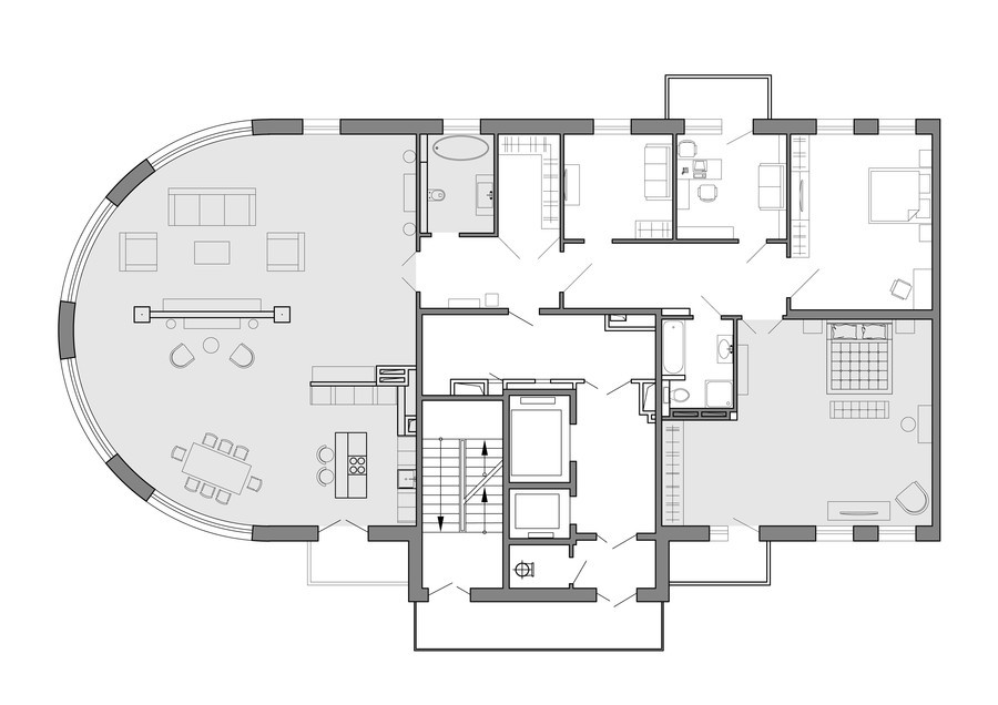 Жилой дом №1 со встроено-пристроенными нежилыми помещениями №1, №2,№3,№6 ; стоянка автомобилей фото